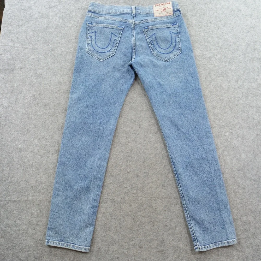 True Religion Jeans Mens 31 Blue Rocco Skinny Mid Rise Stretch Streetwear New
